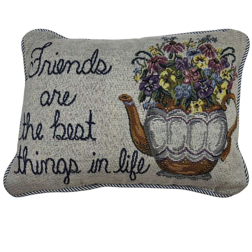 Fashion‎ Woven Tapestry Friends Floral Teapot Decorative Pillow Ticking Stripe